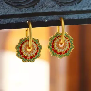 Minimalist Retro Colorful Flower Earrings