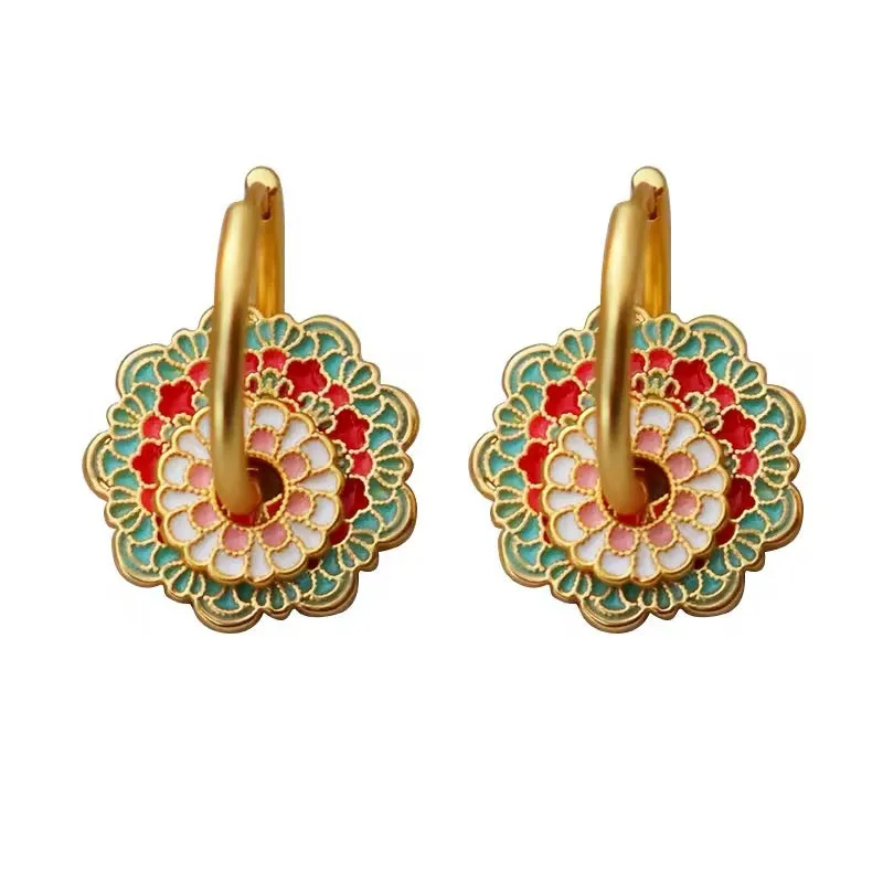 Minimalist Retro Colorful Flower Earrings