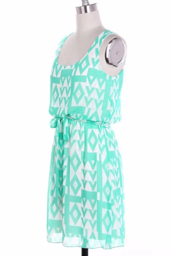 Mint Aztec Short Dress
