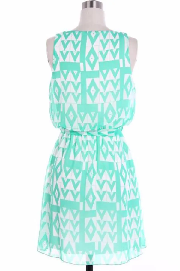 Mint Aztec Short Dress