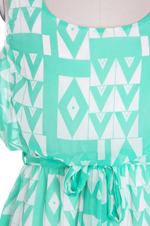 Mint Aztec Short Dress