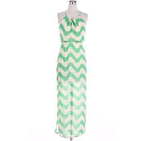 Mint Chevron Maxi Dress with Cross Strapes