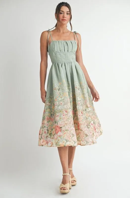 MINT FLORAL MIDI DRESS
