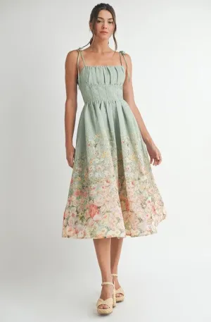MINT FLORAL MIDI DRESS
