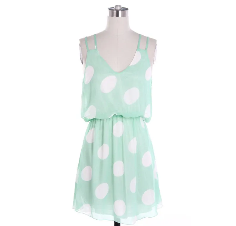 Mint Polka Dot Short Dress