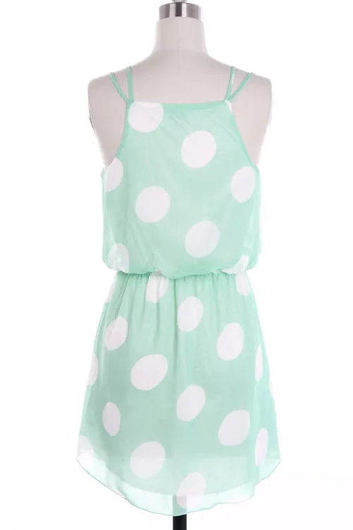 Mint Polka Dot Short Dress