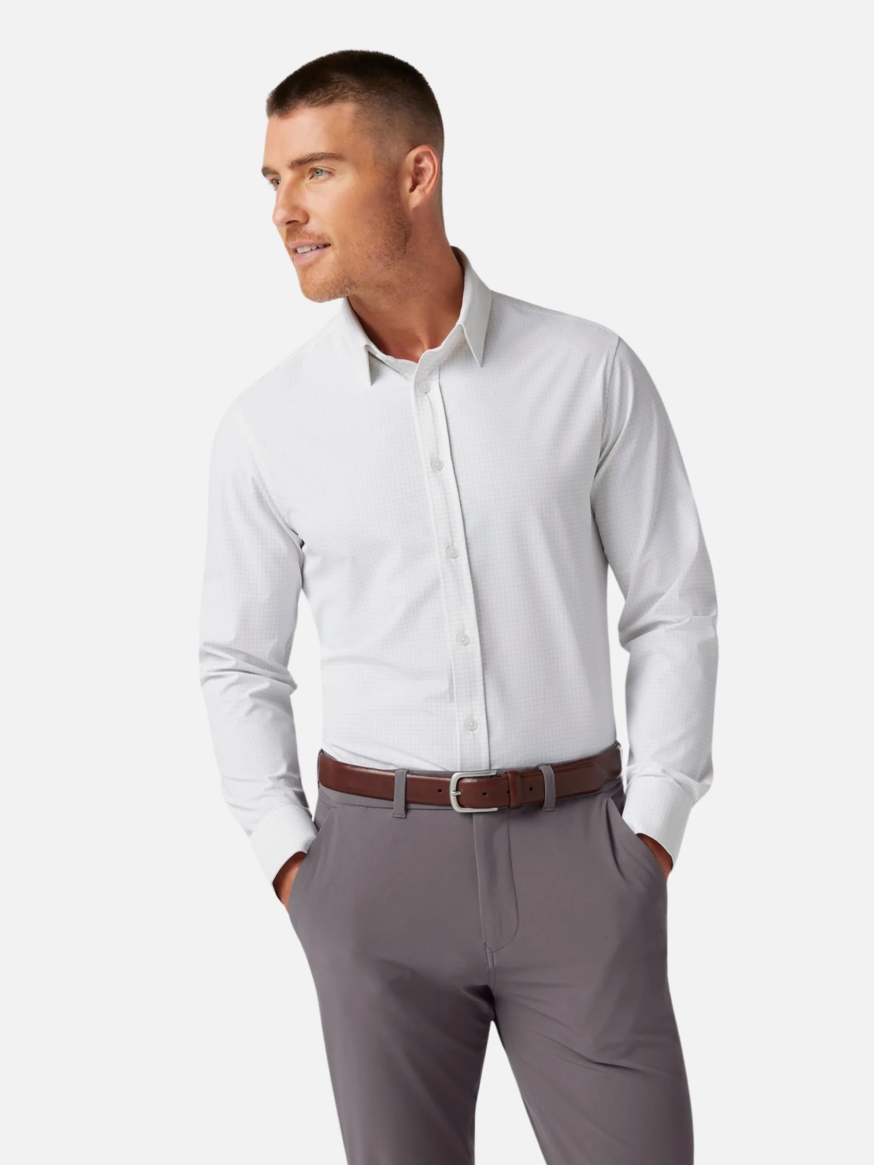 Mizzen   Main Leeward LS Dress Shirt - Aluminum Bennett Check