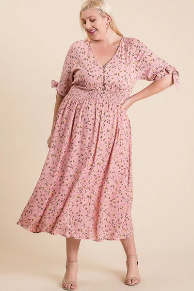 Mommy & Me Pink Floral Midi Dress