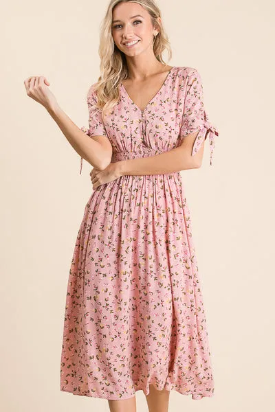 Mommy & Me Pink Floral Midi Dress