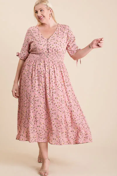 Mommy & Me Pink Floral Midi Dress