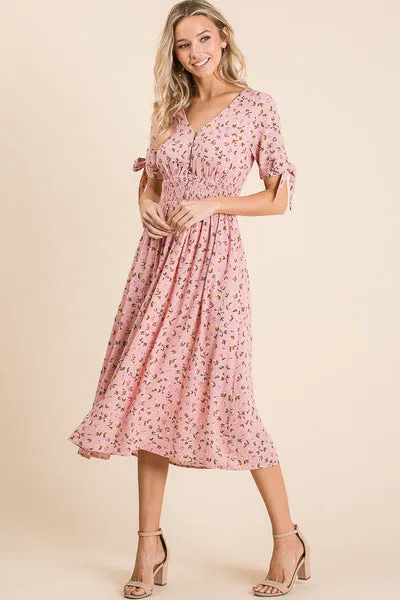 Mommy & Me Pink Floral Midi Dress
