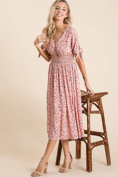 Mommy & Me Pink Floral Midi Dress