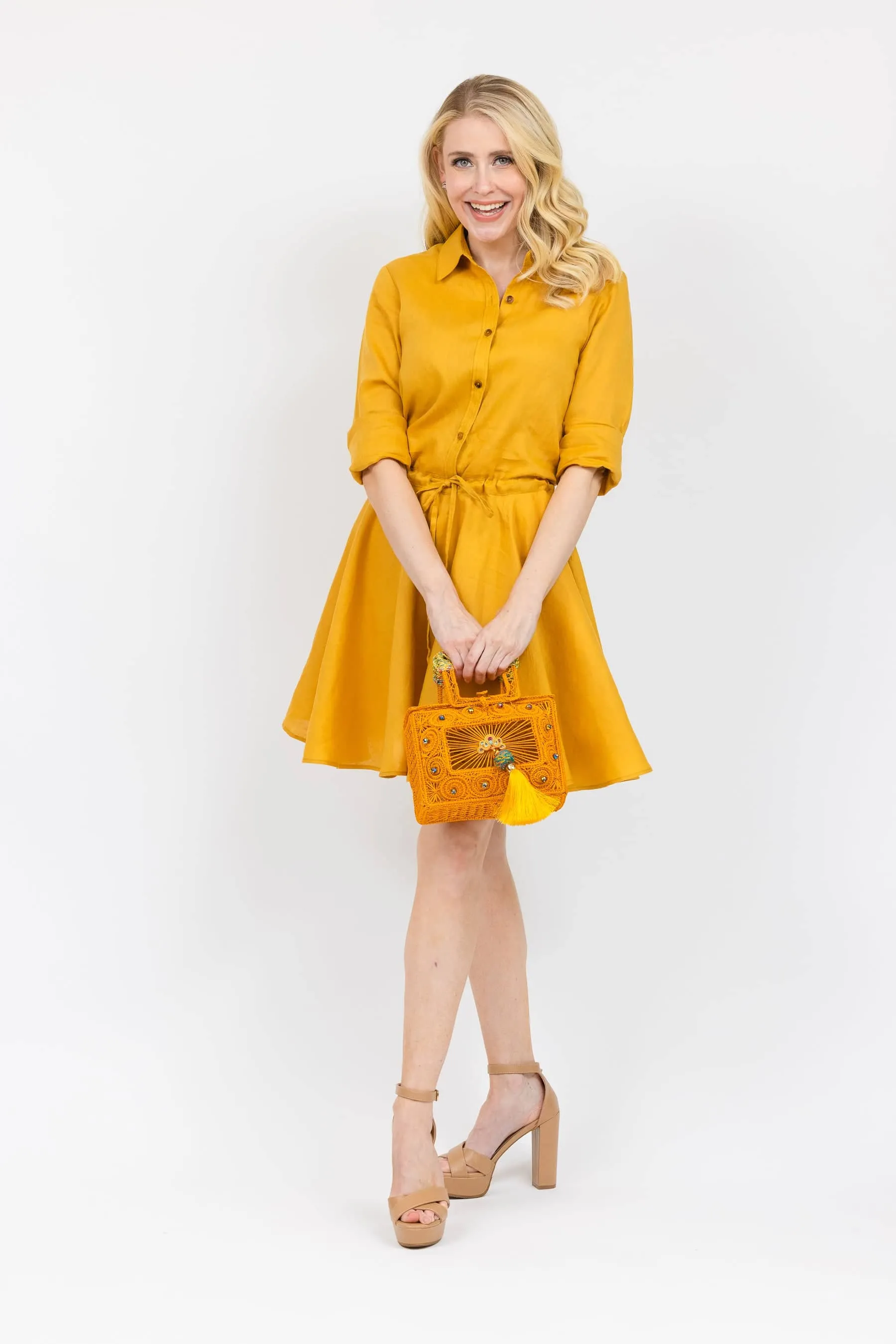 Monaco Linen Dress - Citron