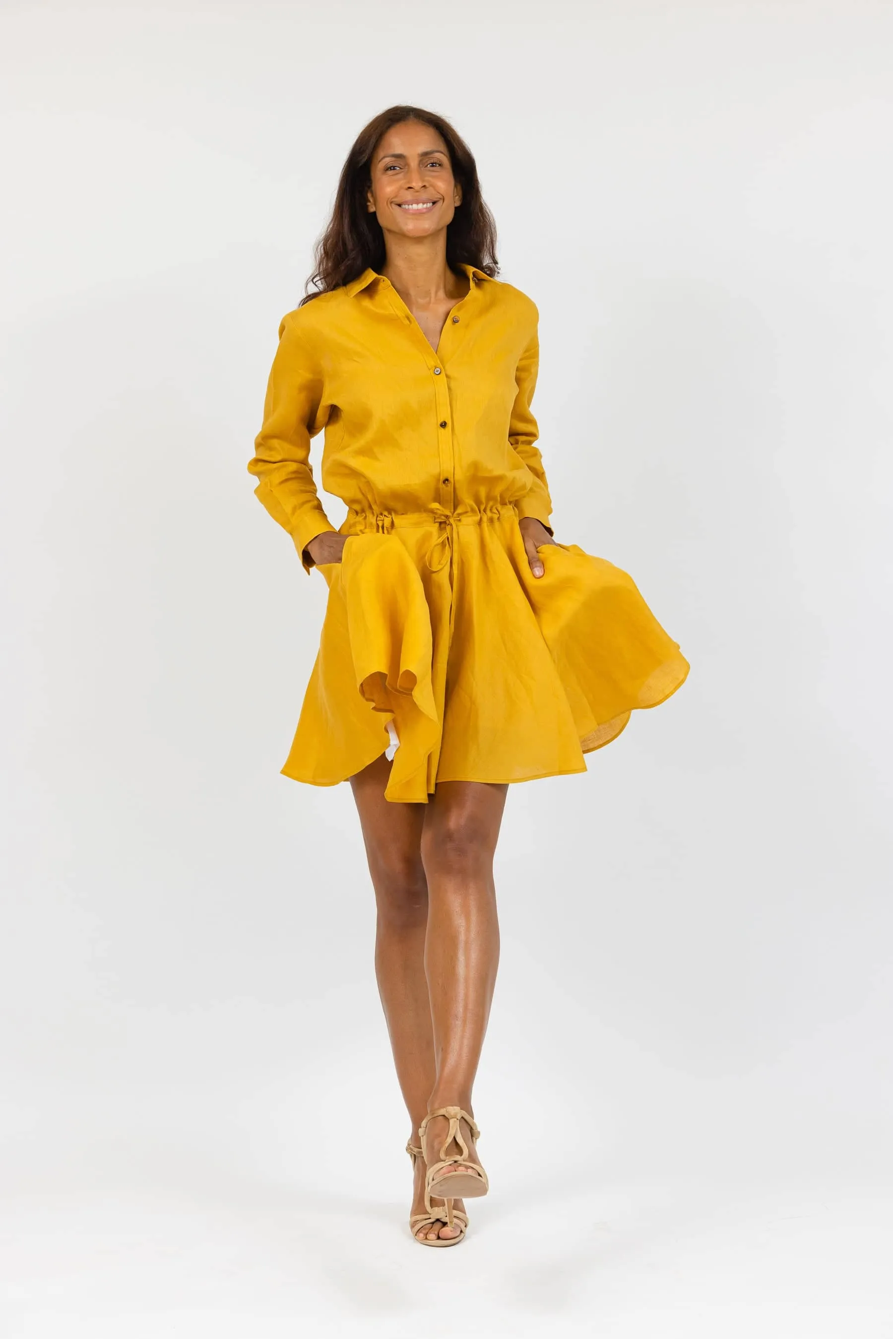 Monaco Linen Dress - Citron
