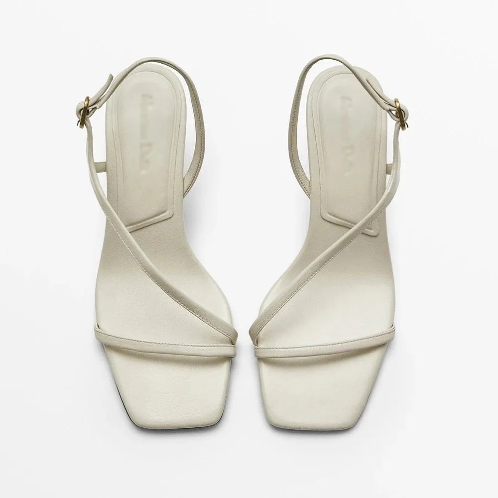 MOOQDAAX 2024 Spring Summer New Women's Shoes Side Band Design Feeling Fine High-heeled Genuine Leather Fashion Women Sandals
