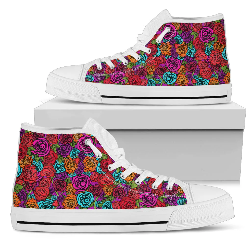 Multi. Colored Roses Women's High Top