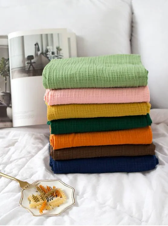 Mustard Wrinkled Cotton Gauze, Double Gauze, Mustard Color Gauze, Crinkle Gauze, Yoryu Gauze - 59" Wide - By the Yard 101091