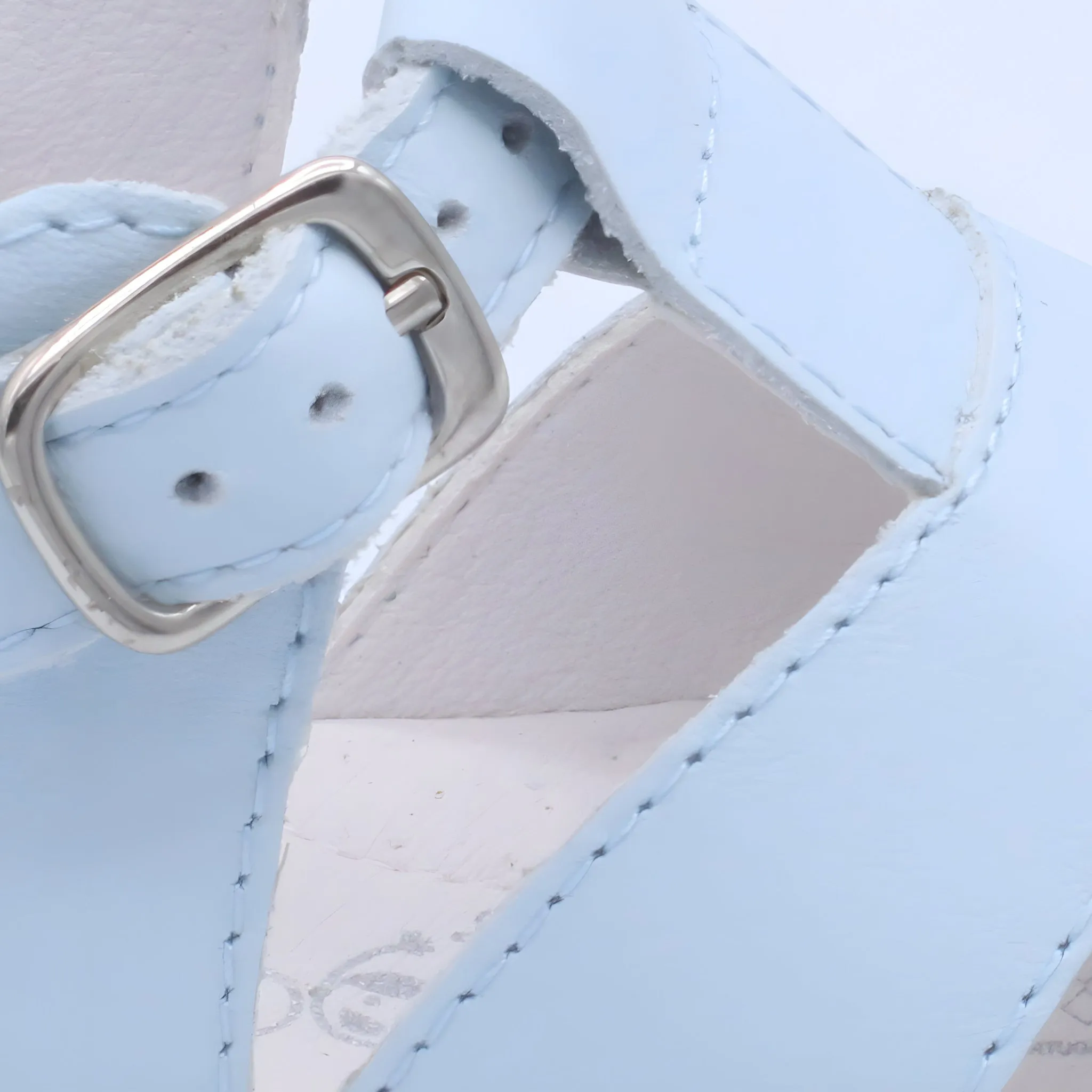 'Myles' Boys Pale Blue Leather T-Bar Sandals