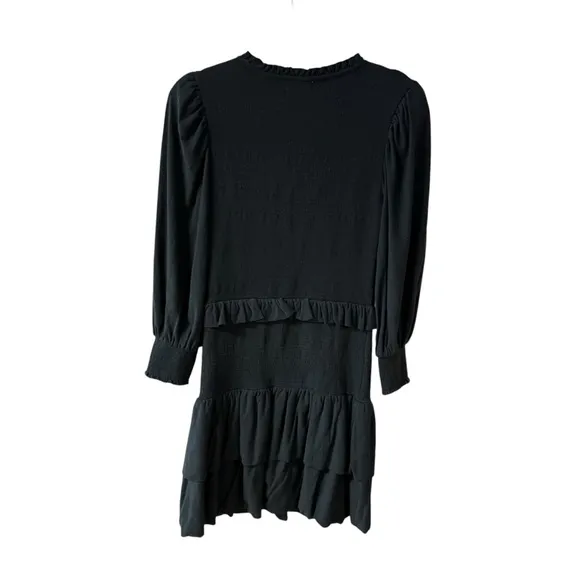 Nation LTD Abby Demure Mini Dress Size SM Black Event Party LBD Smocked Ruffles