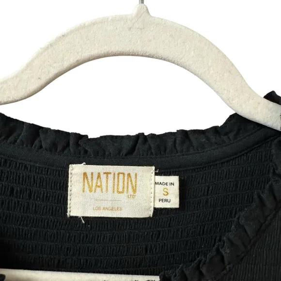 Nation LTD Abby Demure Mini Dress Size SM Black Event Party LBD Smocked Ruffles