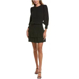Nation LTD Abby Demure Mini Dress Size SM Black Event Party LBD Smocked Ruffles