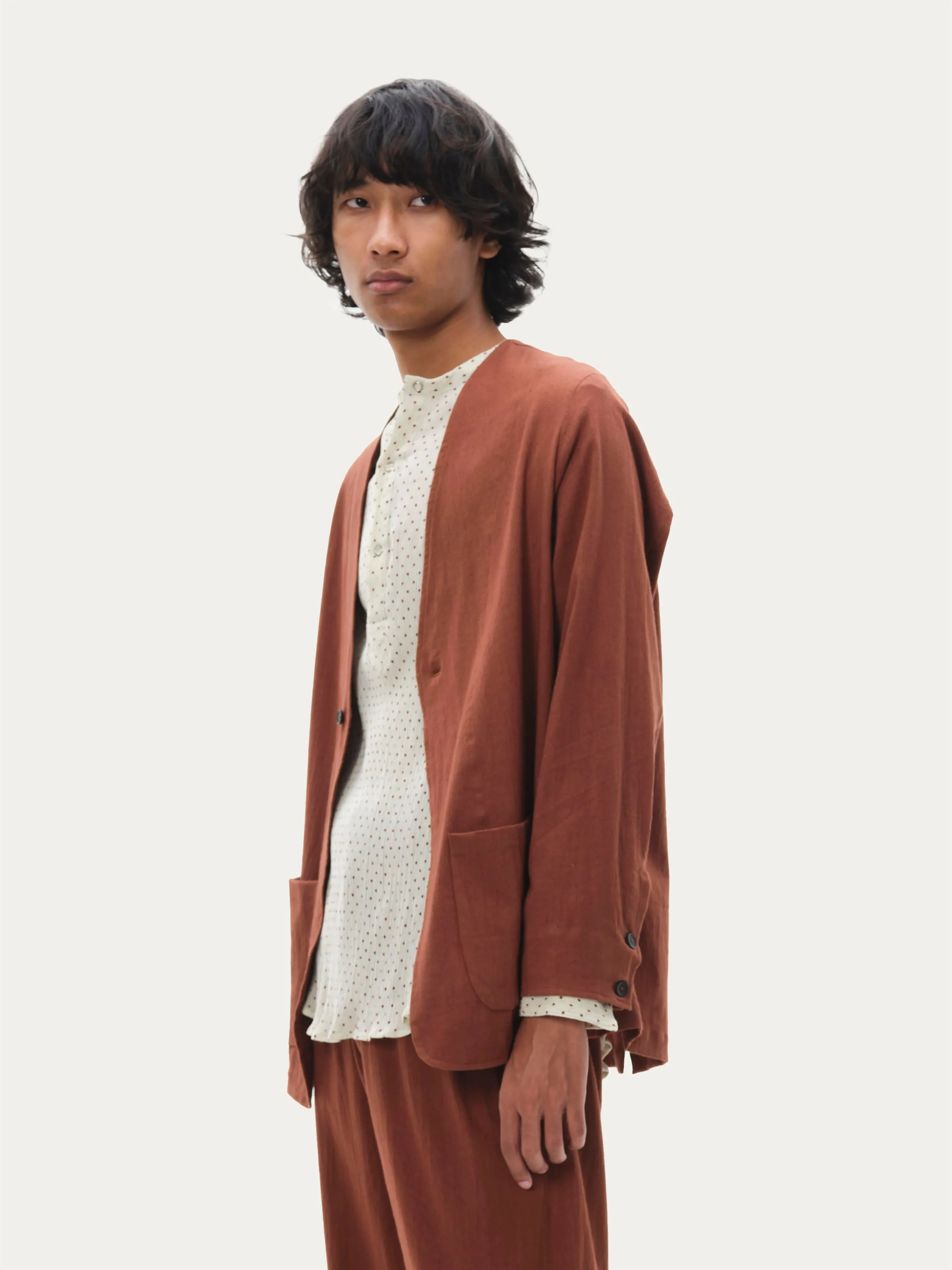 Naushad Ali I Overlay, Toffee brown Signature Spring Summer 2025 Crushed cotton Toffee Brown NA SS24 M07T
