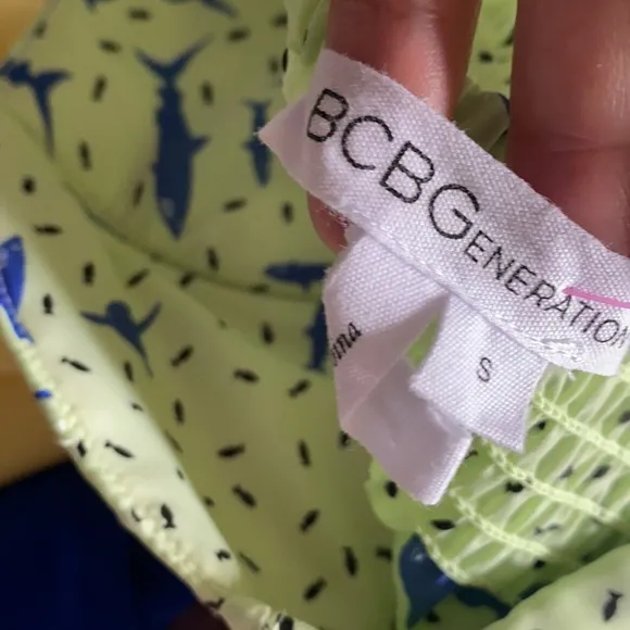 NEW BCBGeneration Green Blue Dress in Shark Print Size S