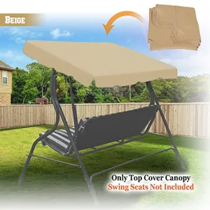 New BenefitUSA Outdoor Patio Swing Canopy Replacement Porch Top Cover for Seat Furniture (65"x45", Beige) (SWING NOT INCLUDED)