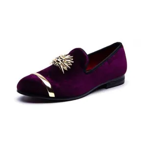 New Fashion Gold Top and Metal Toe Men Velvet Dress shoes
