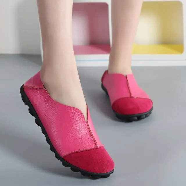 New Genuine Leather Women Shoes Soft Female Flats Non-Slip Woman Loafers