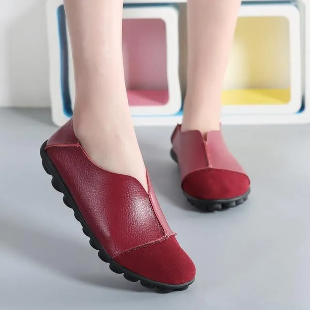 New Genuine Leather Women Shoes Soft Female Flats Non-Slip Woman Loafers