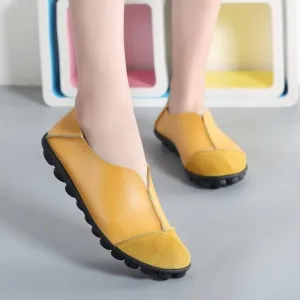 New Genuine Leather Women Shoes Soft Female Flats Non-Slip Woman Loafers