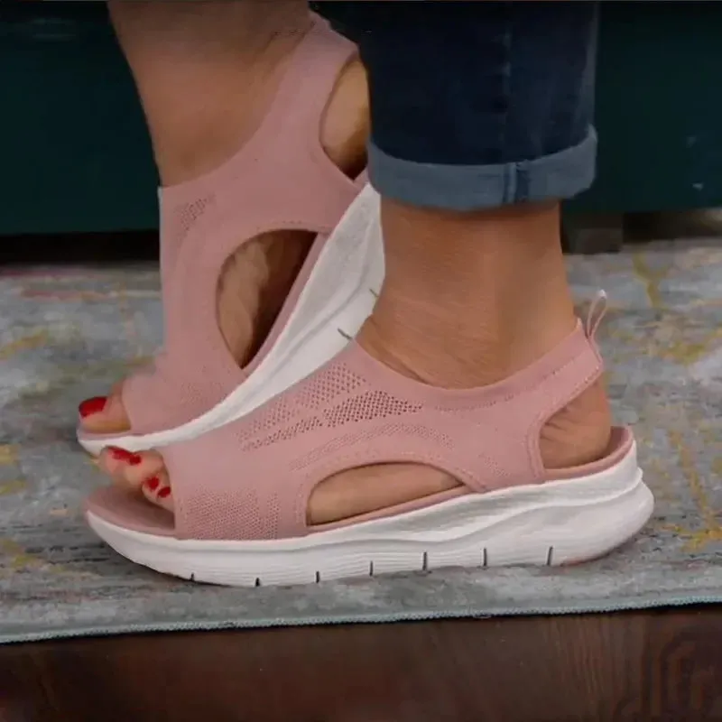 New Mesh Fish Platform Sandals - Women’s Open Toe Wedge Sandals, Light Casual Shoes, Zapatillas Mujer, Women’s Summer Shoes