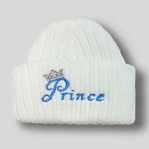 Newborn White Beanie - Boys - Prince Design