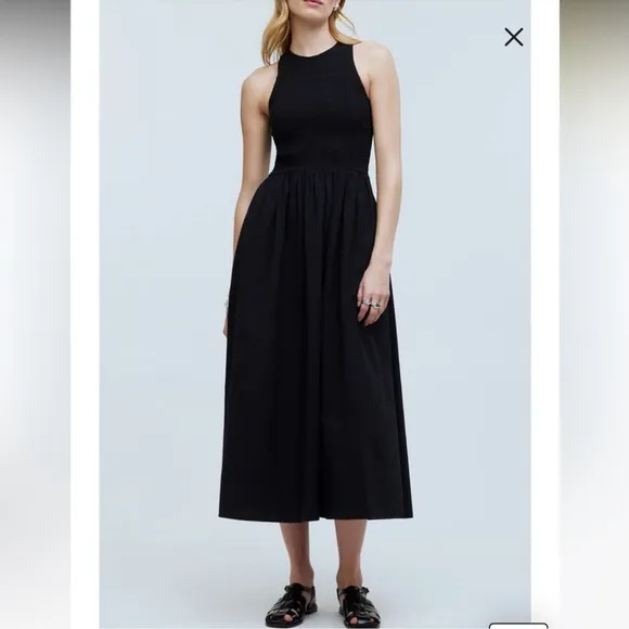 NWT Madewell The Melody Smocked Midi Dress with Pockets Cotton Lightweight NP124
