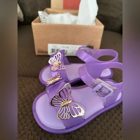 NWT MINI MELISSA Mel Mar Butterfly Kids Sandals Size 6T