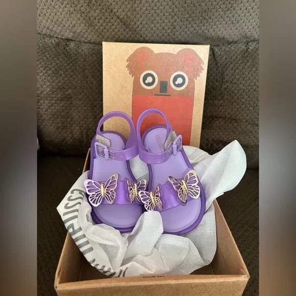 NWT MINI MELISSA Mel Mar Butterfly Kids Sandals Size 6T