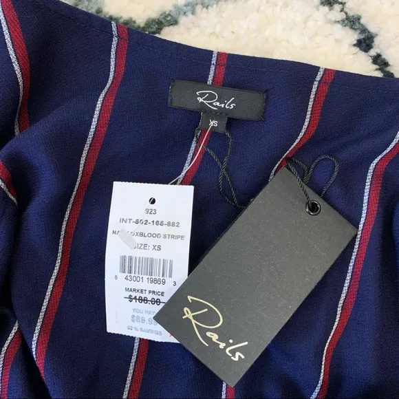 NWT Rails Priya Wrap Dress NavyBlue Oxblood Stripe