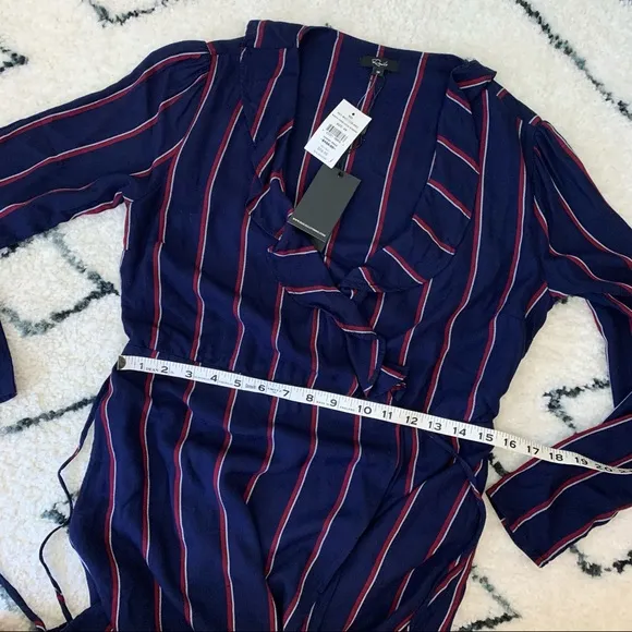 NWT Rails Priya Wrap Dress NavyBlue Oxblood Stripe