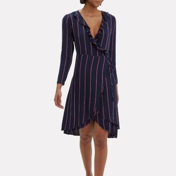 NWT Rails Priya Wrap Dress NavyBlue Oxblood Stripe