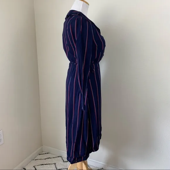NWT Rails Priya Wrap Dress NavyBlue Oxblood Stripe