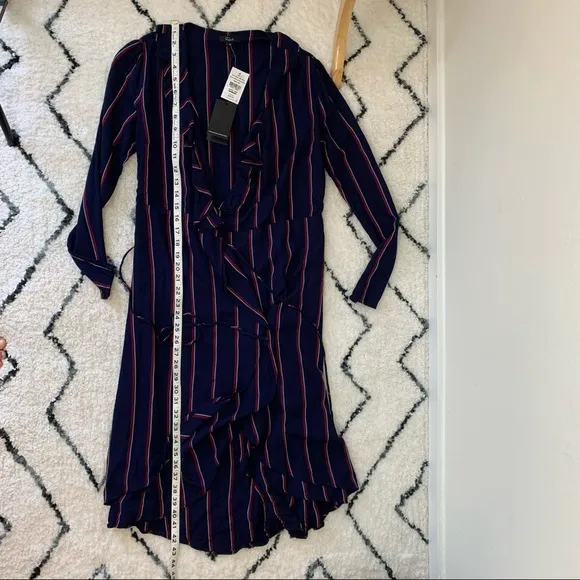 NWT Rails Priya Wrap Dress NavyBlue Oxblood Stripe