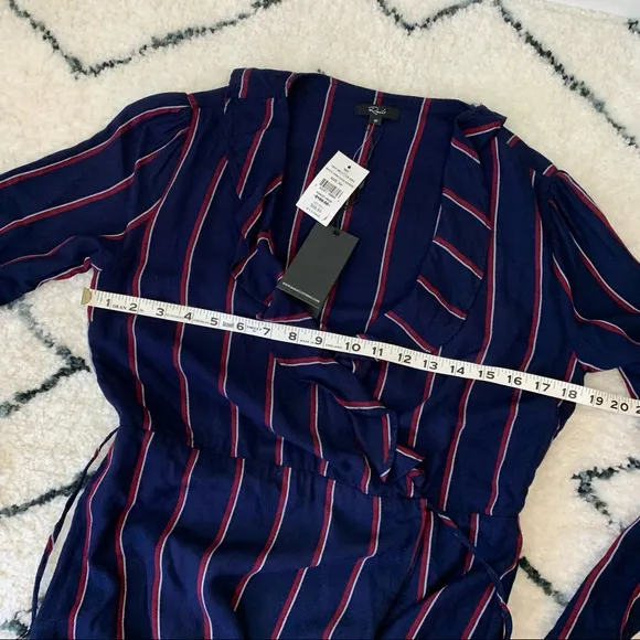 NWT Rails Priya Wrap Dress NavyBlue Oxblood Stripe