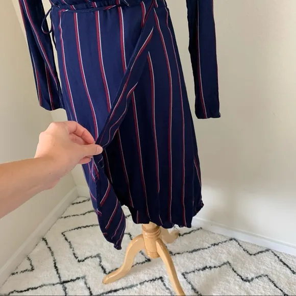 NWT Rails Priya Wrap Dress NavyBlue Oxblood Stripe