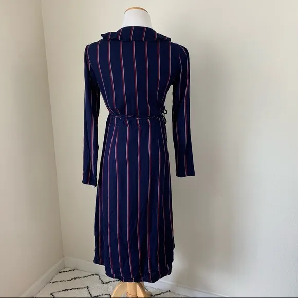 NWT Rails Priya Wrap Dress NavyBlue Oxblood Stripe