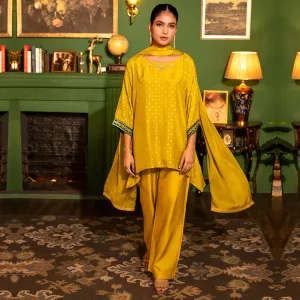 Ochre Yellow Asymmetric Top And Palazzo Set