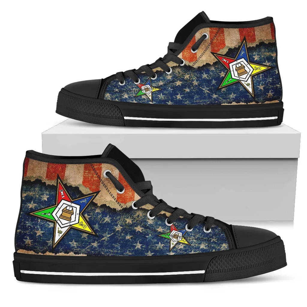 OES  Classic Womens High Top Ripped Flag Shoe