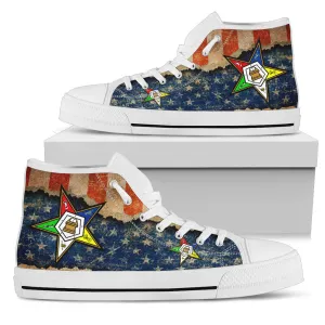 OES  Classic Womens High Top Ripped Flag Shoe