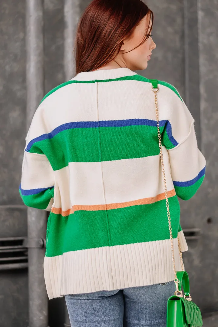 Off We Go Again Striped Sweater
