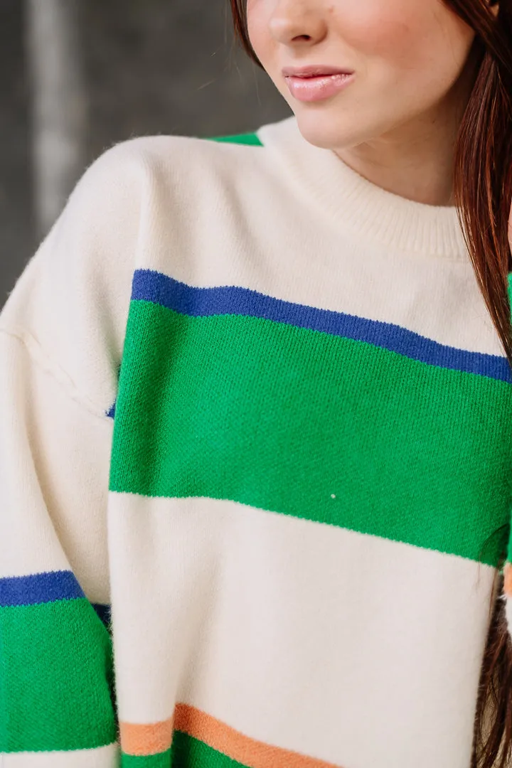 Off We Go Again Striped Sweater